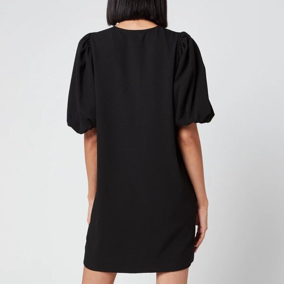 Ganni Heavy Crepe Mini Dress in Black Size 0 - Picture 2 of 5